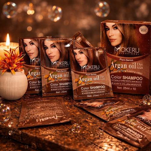Mokeru Argan Oil Hair Color Shampoo – Instant Black Hair